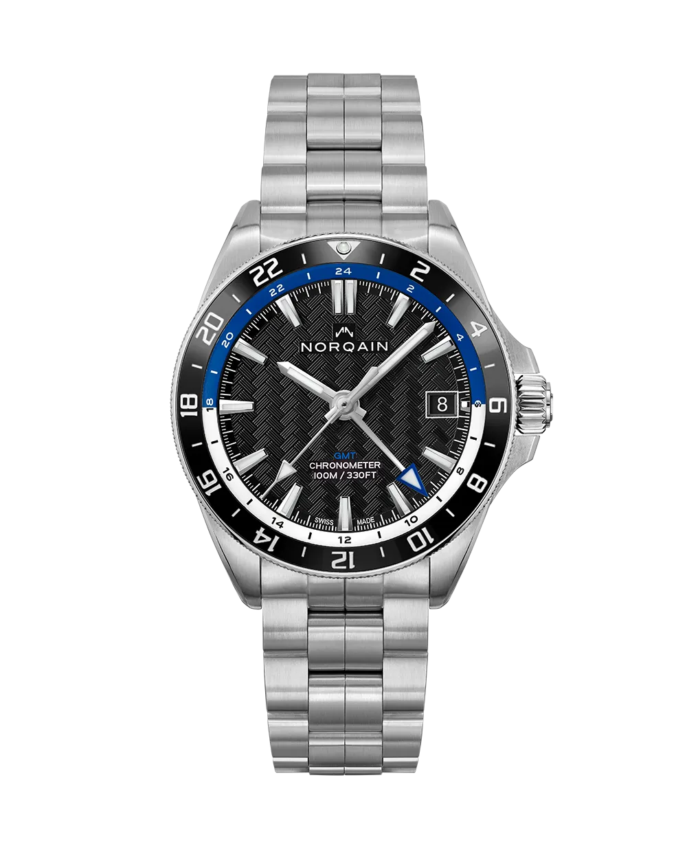 Adventure NEVEREST GMT Steel Black Ceramic Ring Black Dial Blue & White GMT Ring