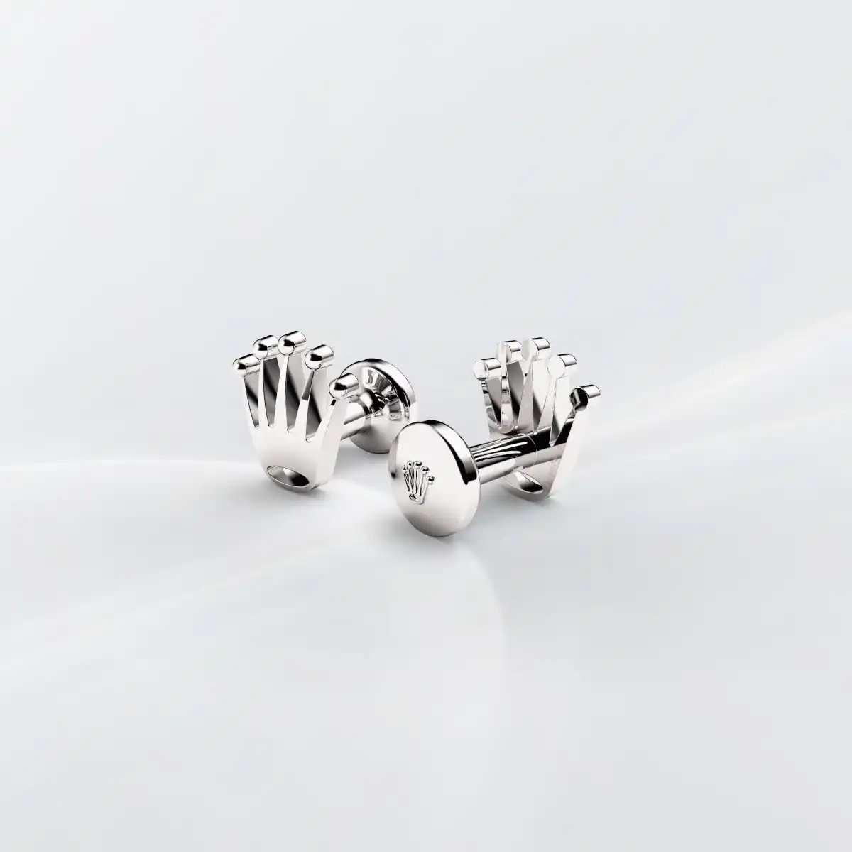 Rolex ‘Crown’ cufflinks in White gold, a1019 at Global Timepieces