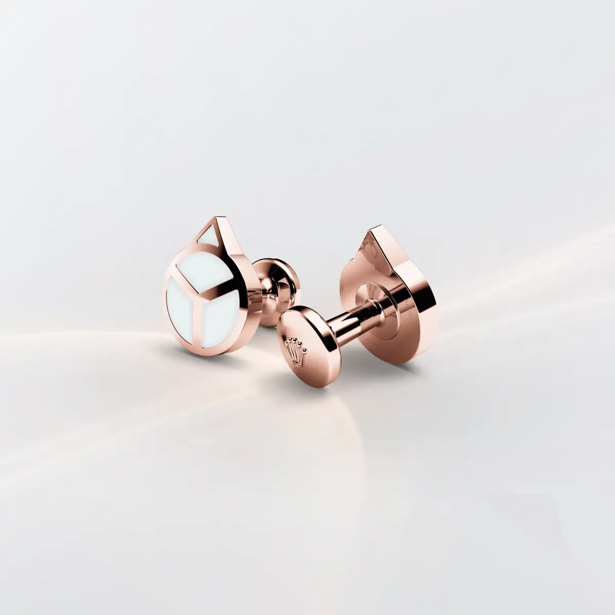 Rolex ‘Hand’ cufflinks in Everose gold and luminescent material, a1025 at Global Timepieces