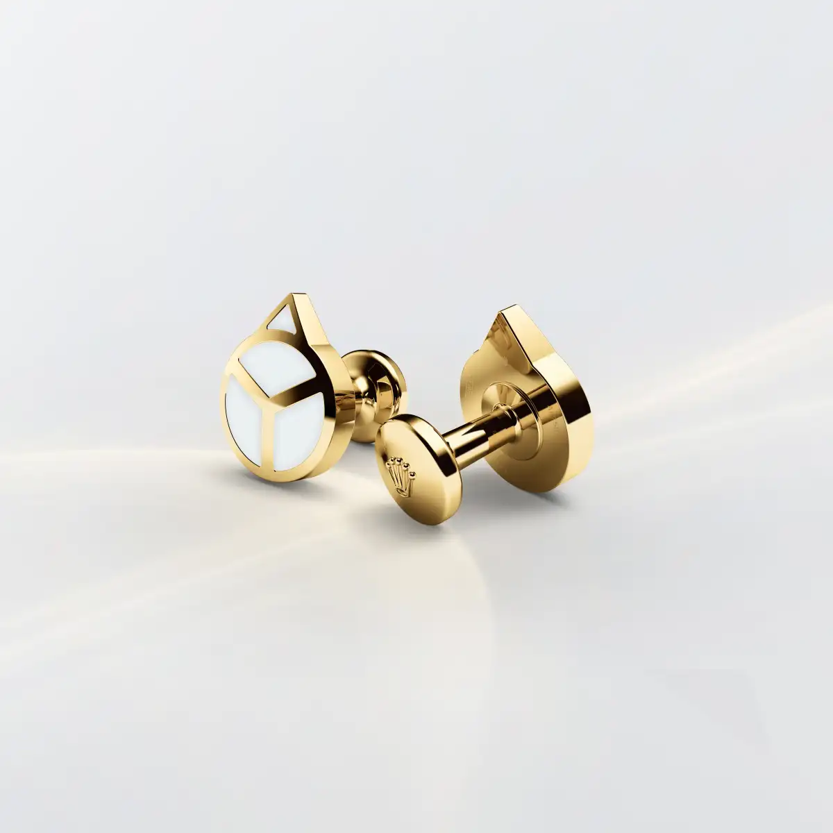 Rolex ‘Hand’ cufflinks in Yellow gold and luminescent material, a1028 at Global Timepieces
