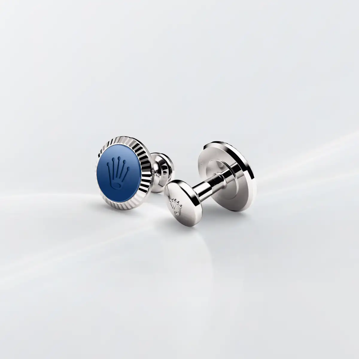 Rolex ‘Fluted’ cufflinks in White gold and ceramic, a1039 at Global Timepieces